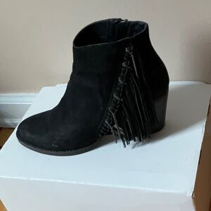 Dolce Vita Black Suede Fringe Ankle Booties